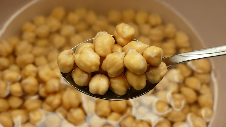 chickpeas soaking in water