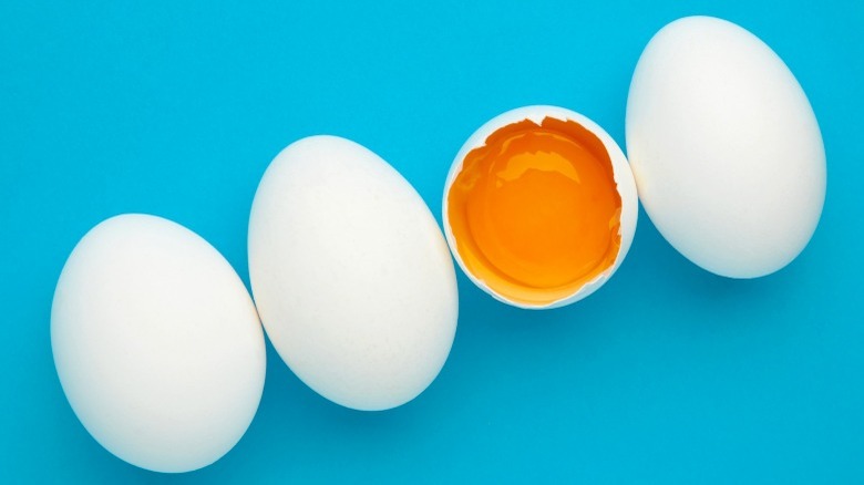 eggs against blue background