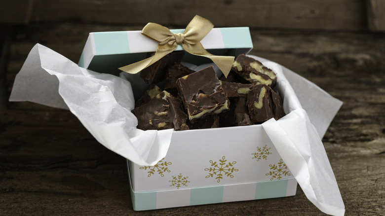 fudge in decorative box