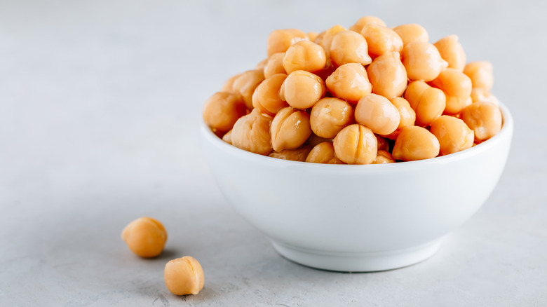 canned chickpeas in a bowl