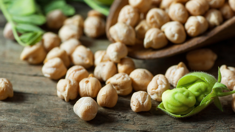 dried chickpeas on a table