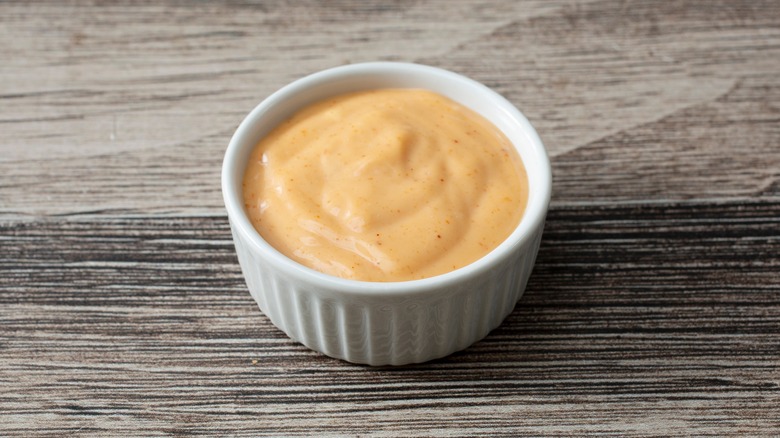 Chipotle ranch dressing in a ramekin