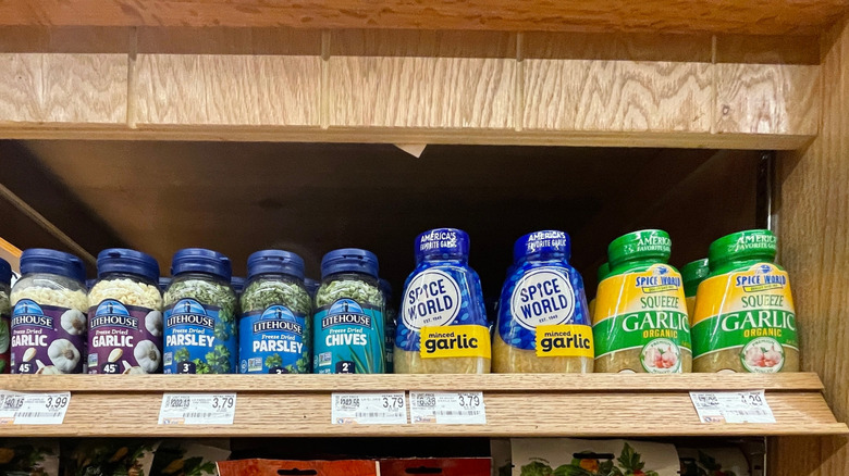 Minced garlic on grocery store shelves