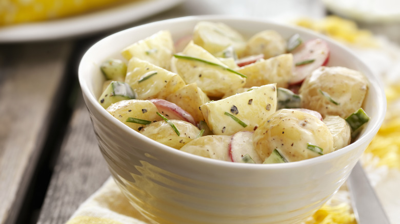 potato salad with thin sauce