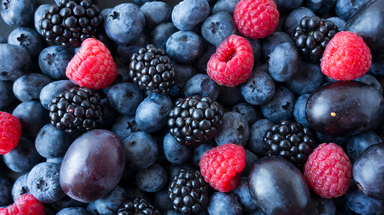 Blackberries, blueberries, and raspberries