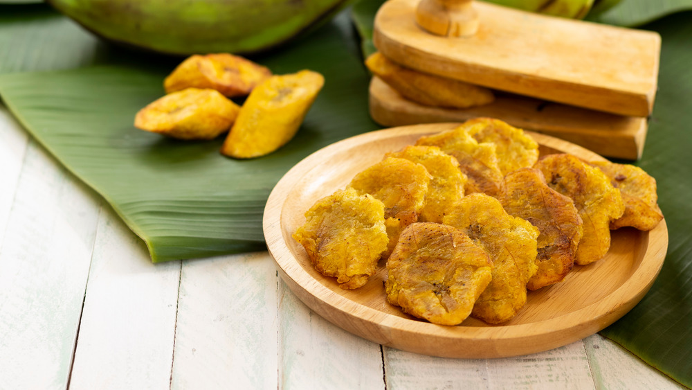 Plantain tostones on a plate