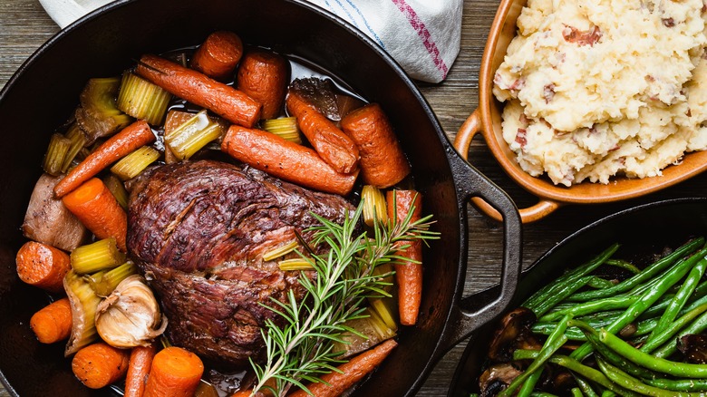 pot roast with mashed potatoes