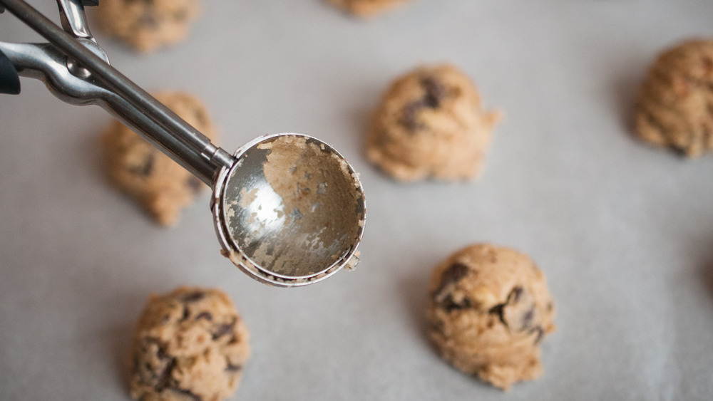 A scoop of raw cookie dough