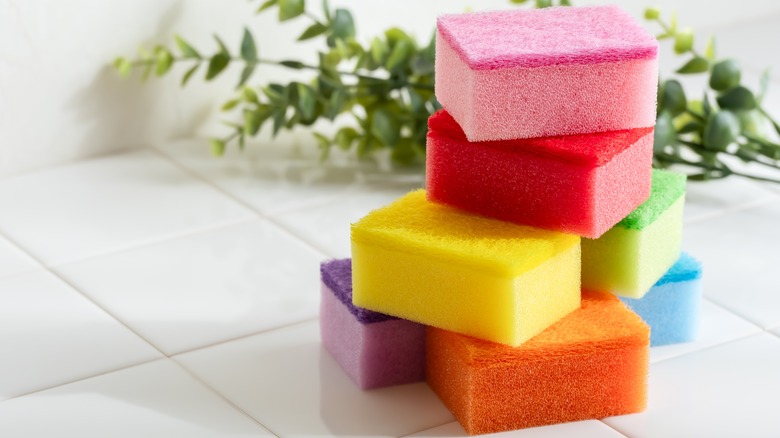 colorful kitchen sponges