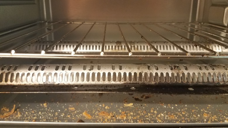 toaster oven with crumbs