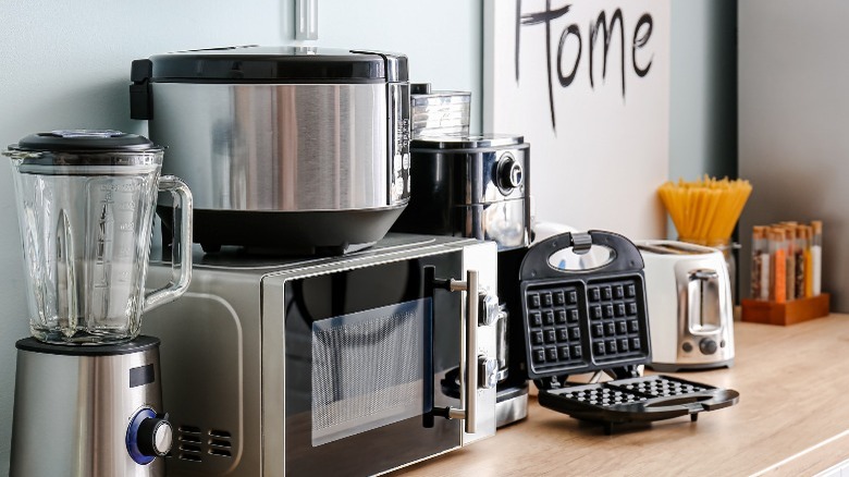 kitchen appliances on counter