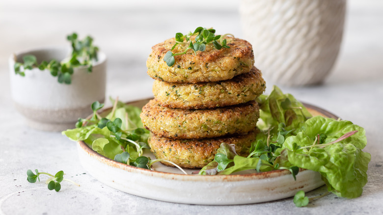 stack of homemade veggie burger patties