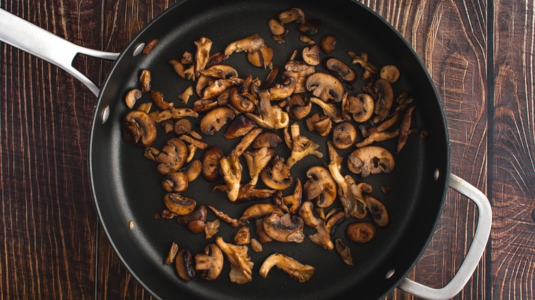 sauteed mushrooms in a pan