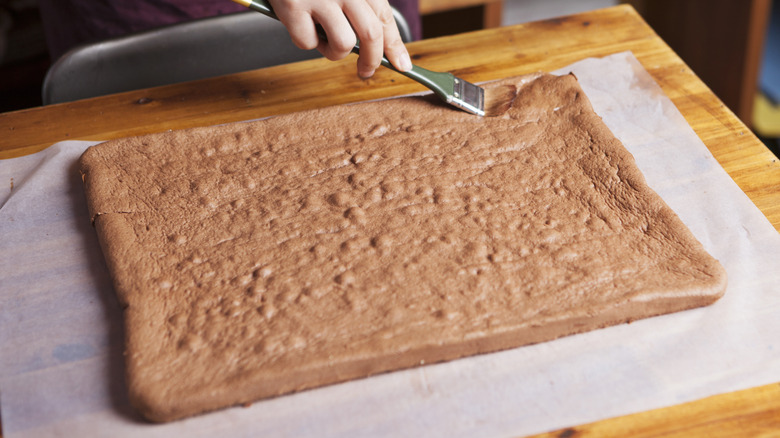 Sponge cake for a Yule log