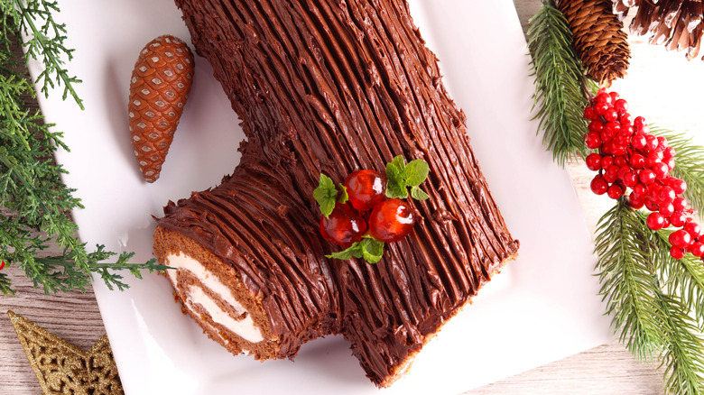 Bark texture on a Yule log