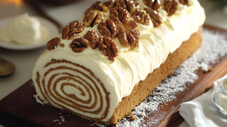 A pecan Yule log