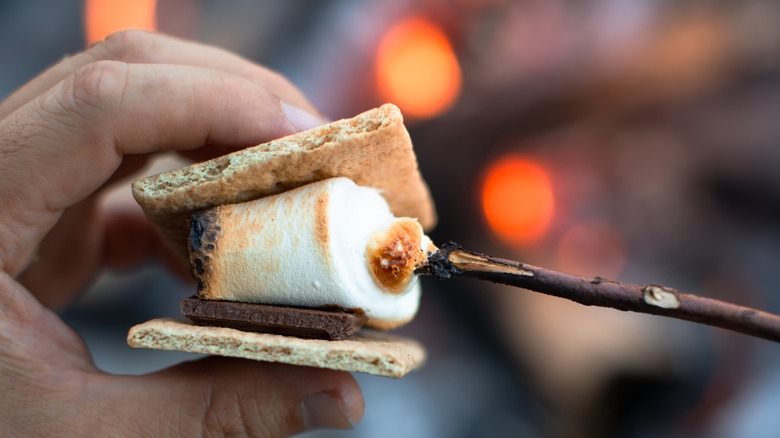 marshmallow put inside smore