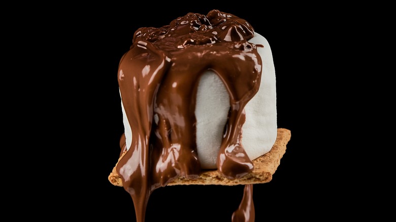 chocolate on smore marshmallow