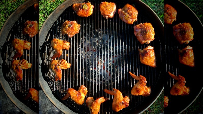 Using indirect heat for cooking chicken on a grill