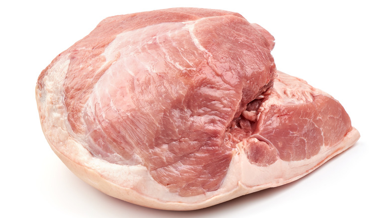 boneless pork on white background