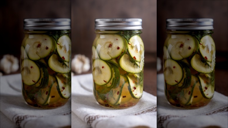 mason jar filled with pickles