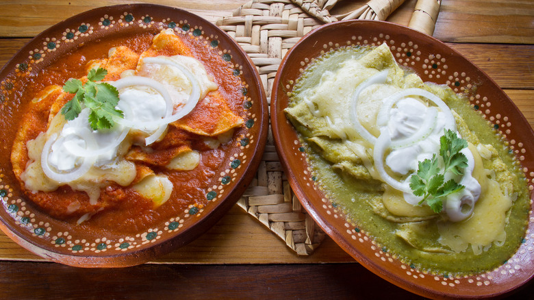 red and green enchiladas 