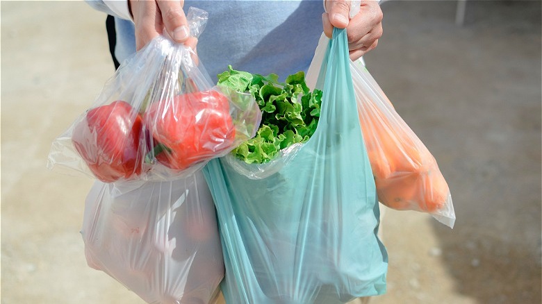 produce in plastic bags