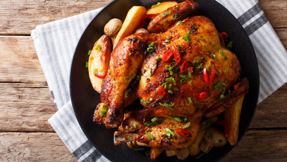 roast chicken in pan