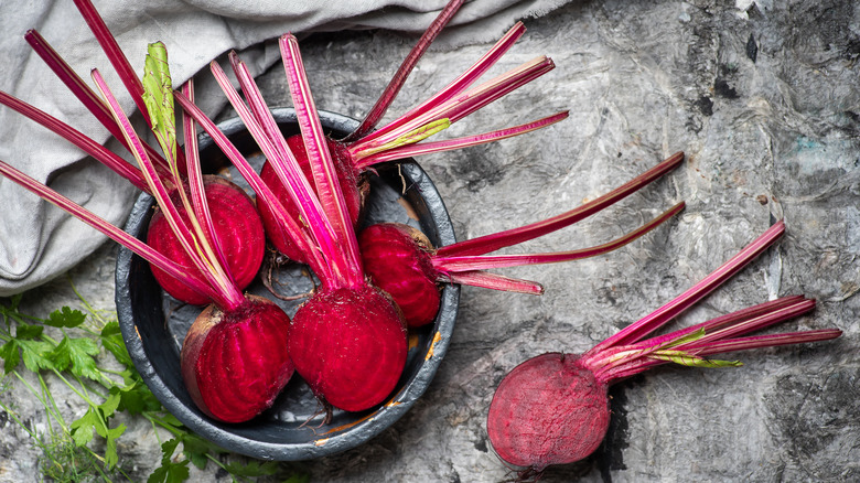 beets halved in bowl