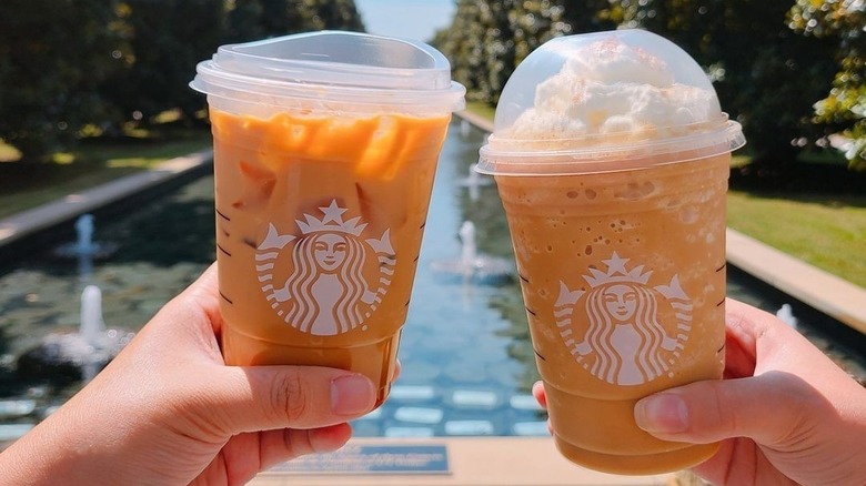 Iced pumpkin spice lattes