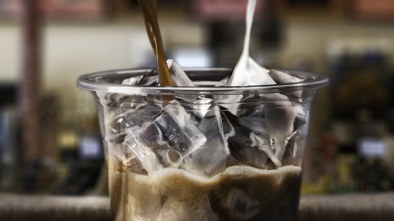 Coffee with ice in cup