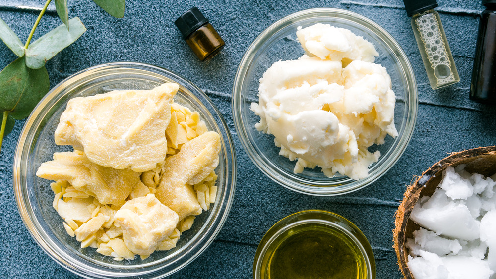 bowls of coconut oil, butter, cheese and vegetable oil