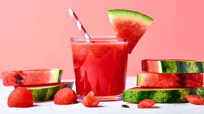 fresh watermelon slices and juice