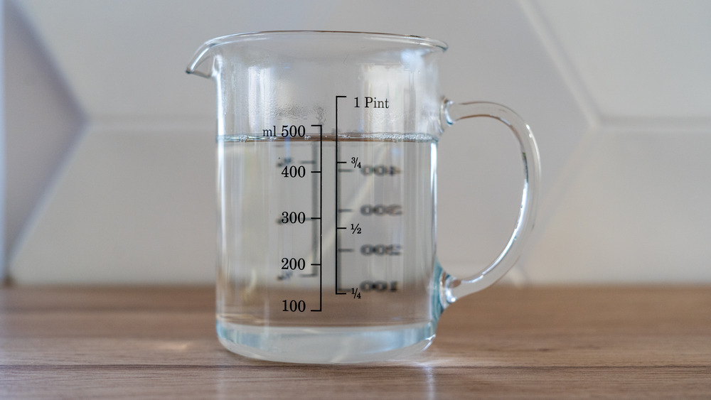 water in measuring cup