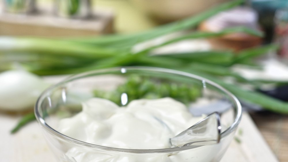 mayonnaise in bowl for potato salad