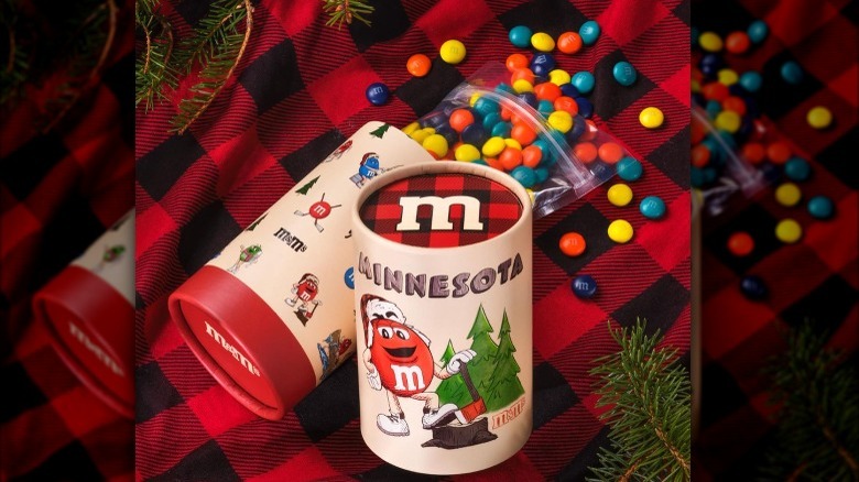 M&M tubes with a holiday theme