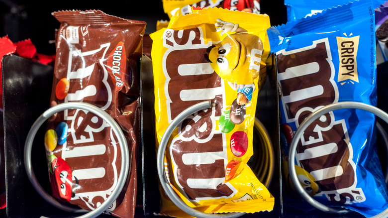 M&M's packages in vending machine