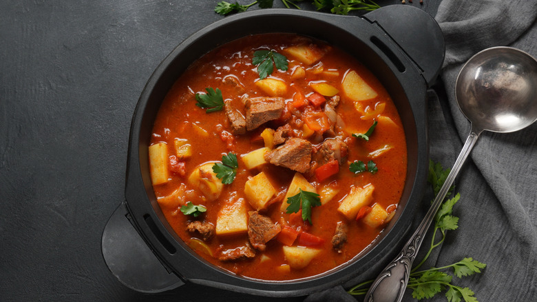 Goulash with beef and tomatoes