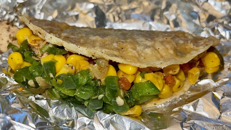 Moe's tofu taco with corn 