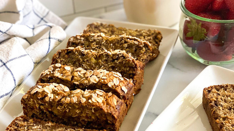 oatmeal banana bread on dish