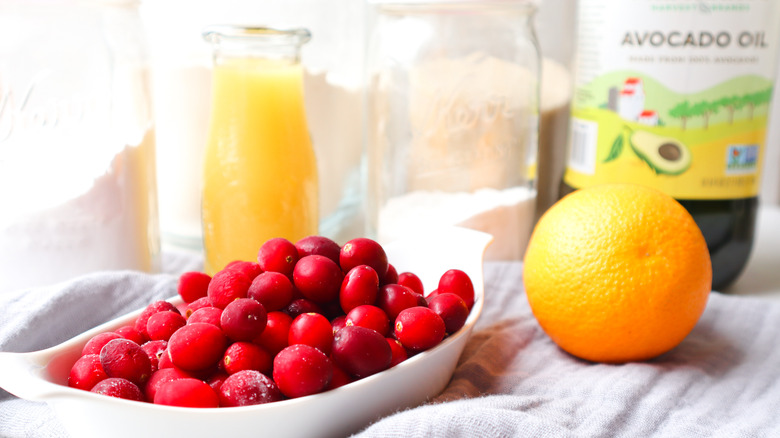 ingredients for cranberry bread