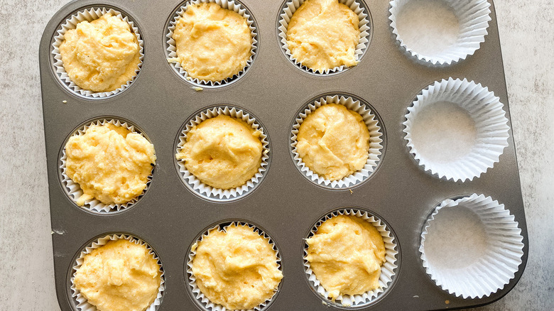 cornbread muffins in muffin tray