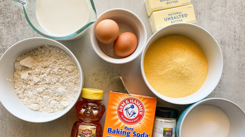 ingredients for honey cornbread muffins