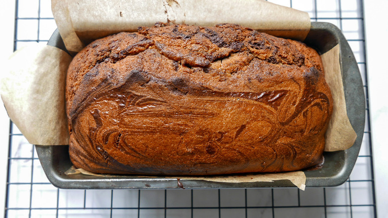 A finished marble pound cake