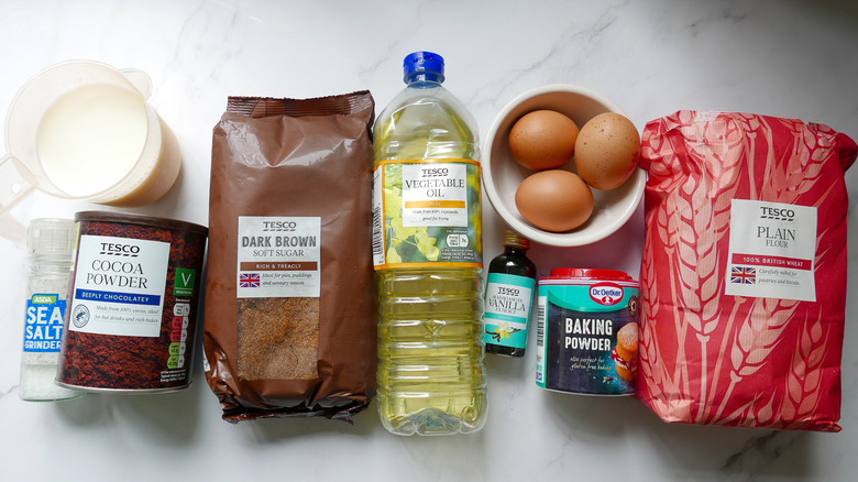 ingredients for a moist marble pound cake