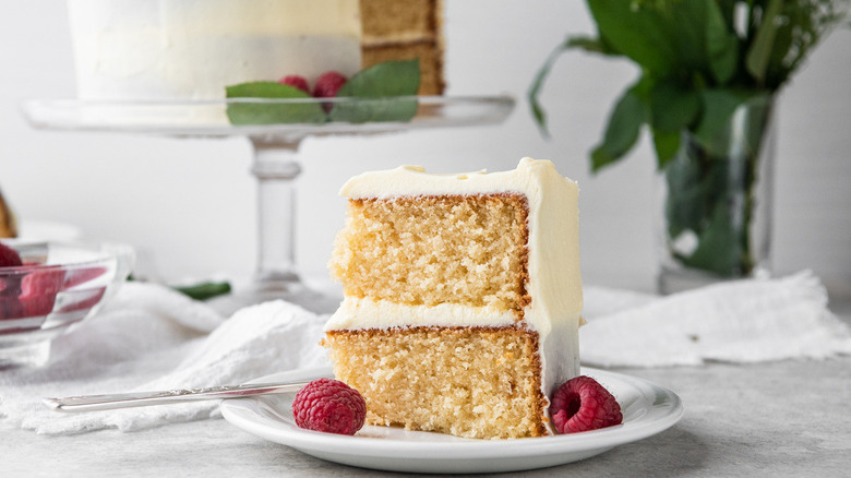 slice of white chocolate cake