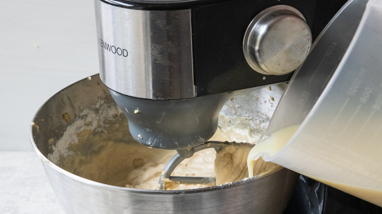 metal mixing bowl of ingredients