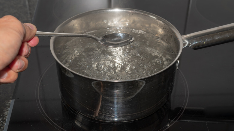 pot of boiling water on a stovetop