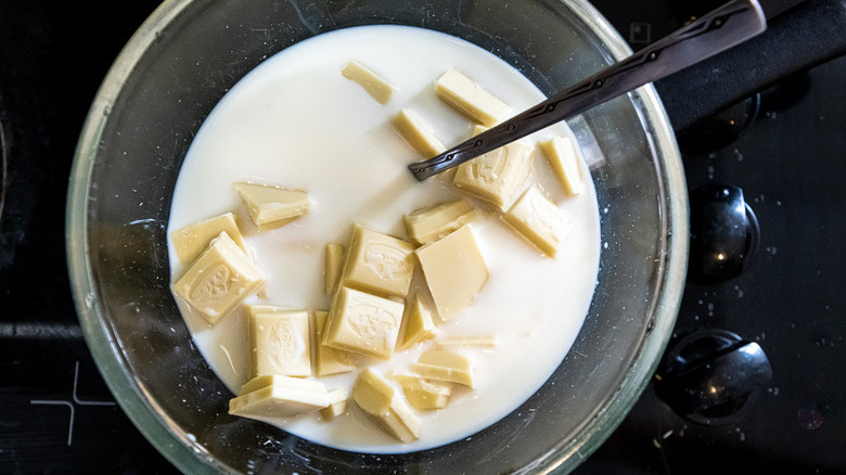 white chocolate bars in milk