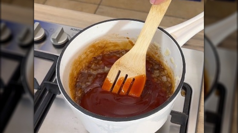 Monkey gland sauce cooking on the stove